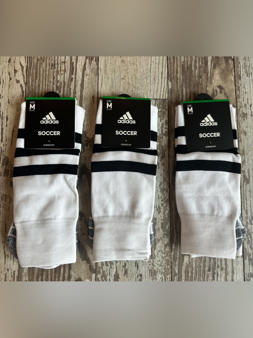 Adidas White & Black Soccer Socks - Pack of 3